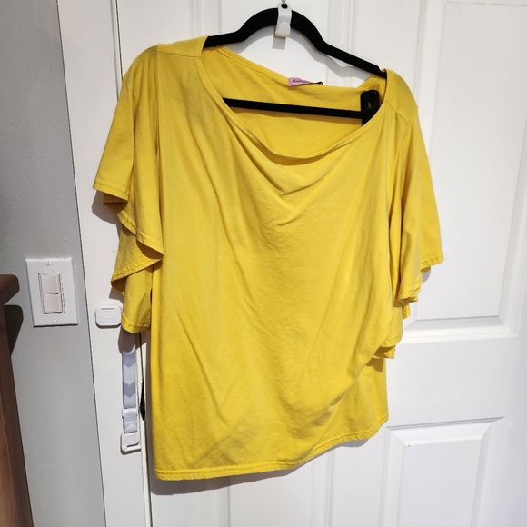 Retro yellow flutter sleeve vintage top pinup rockabilly - Picture 2 of 5